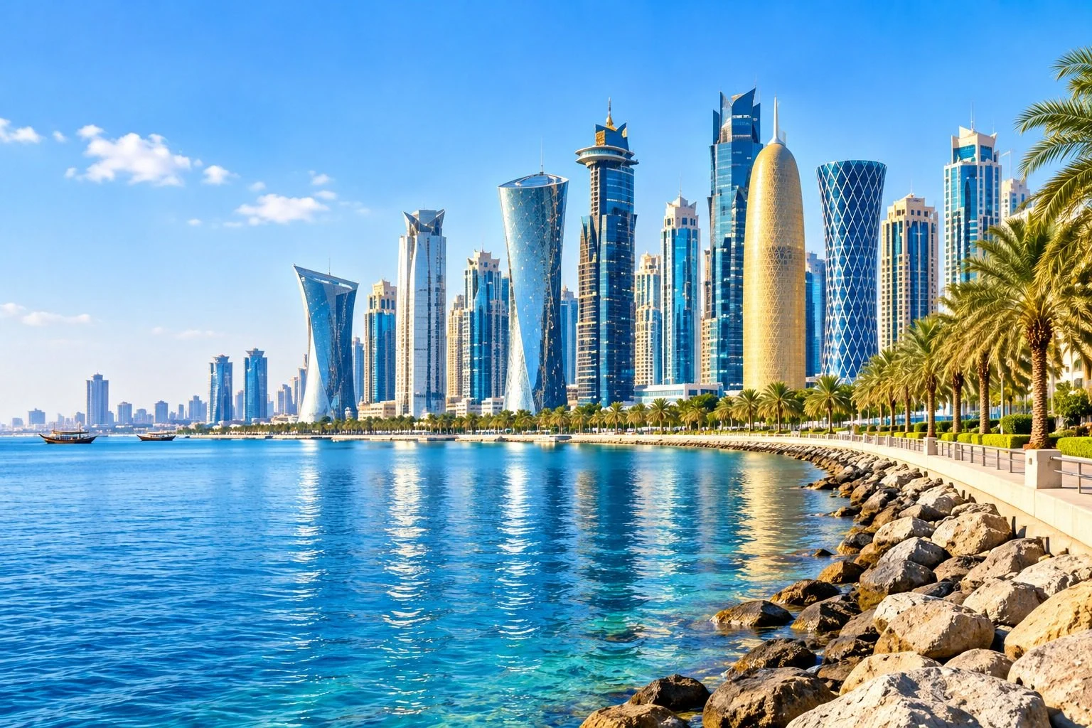West Bay towers and the Corniche waterfront in Doha